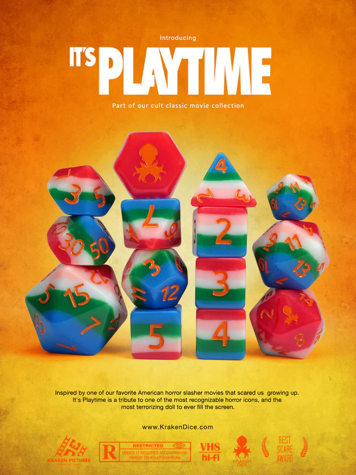 Kraken Dice It's Playtime - 14pc Horror Themed Dice Set