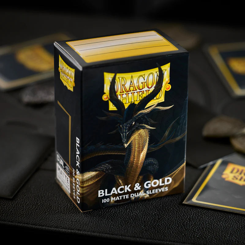 Dragon Shield Standard Fit Matte Dual Card Sleeves - Black & Gold (100ct)