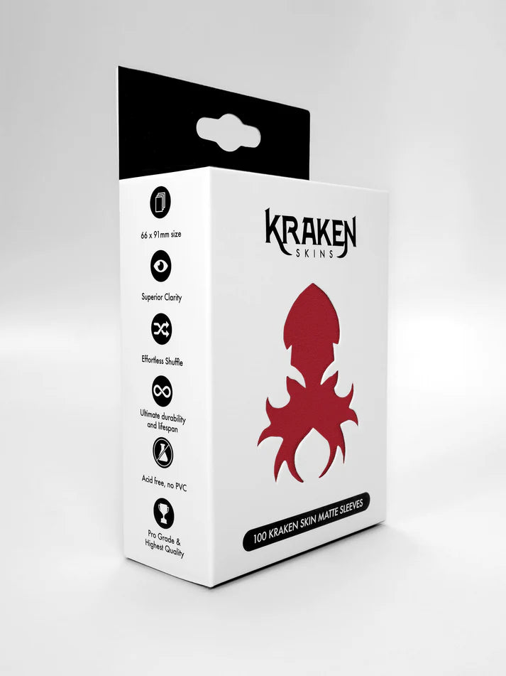 Kraken Skins Standard Fit Matte Card Sleeves - Crimson Red (100 ct)